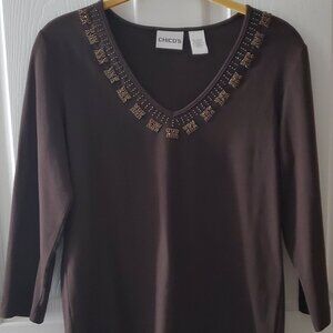 Women's 3/4 Sleeve, beaded shirt